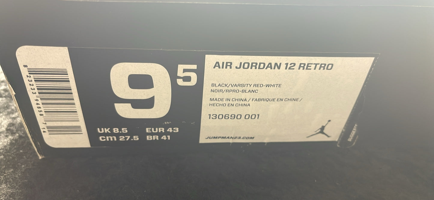 Nike Air Jordan 12 Retro Playoff Black White 2012 130690-001 Men's Size 9.5 New