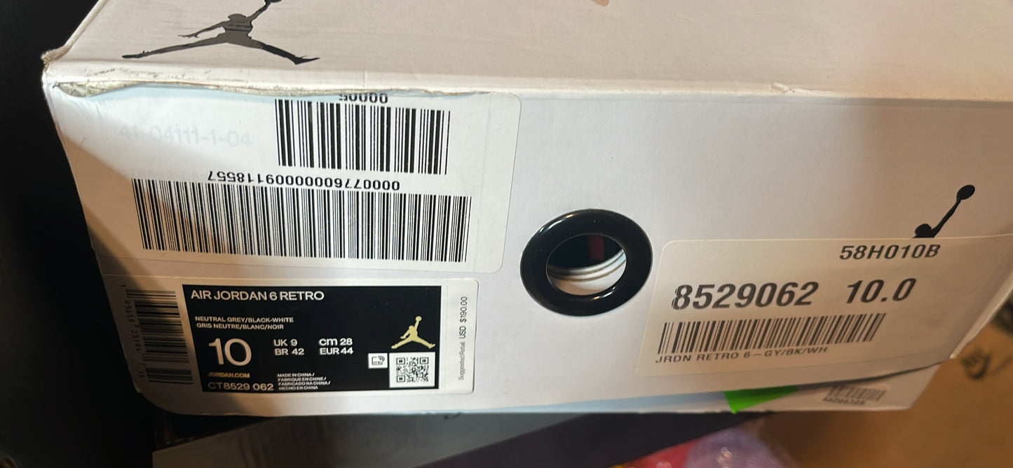 CT8529-062 Nike Air Jordan 6 Retro Hare Silver True Red Neutral Grey (Men's)