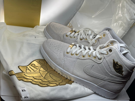 Nike Air Jordan 1 Retro High OG Pinnacle 2015 Mens White Gold 705075-130