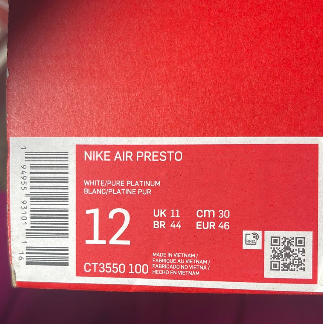 Nike Air Presto Triple White Shoes Sneakers CT3550-100 Men