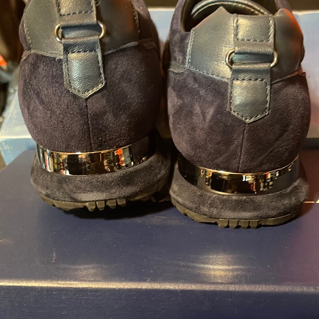 Marc Nolan New Ash Navy Blue Suede Leather Trainers Sneakers