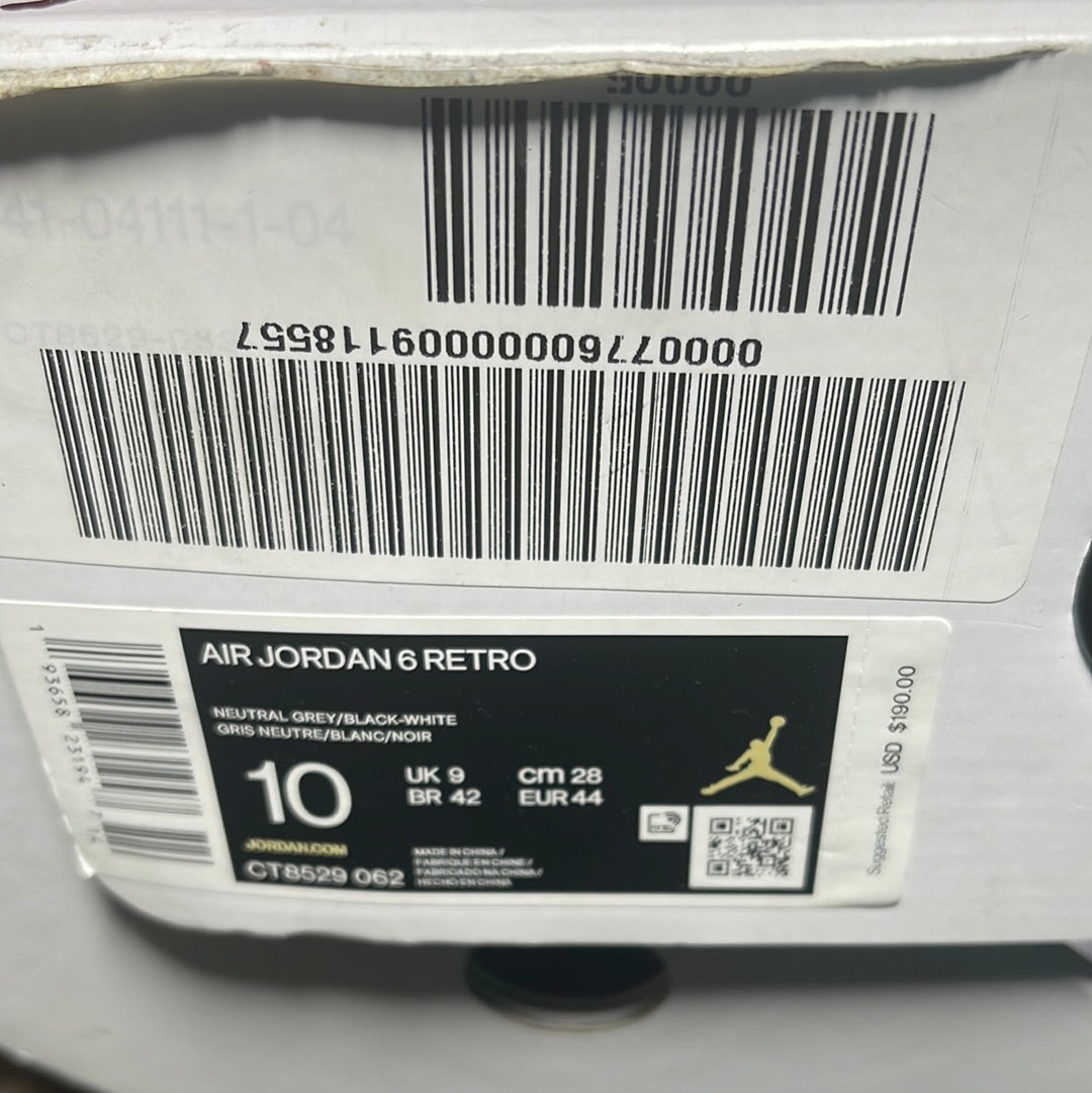 Nike Air Jordan Retro VI 6 Retro Hare CT8529-062 Size 10