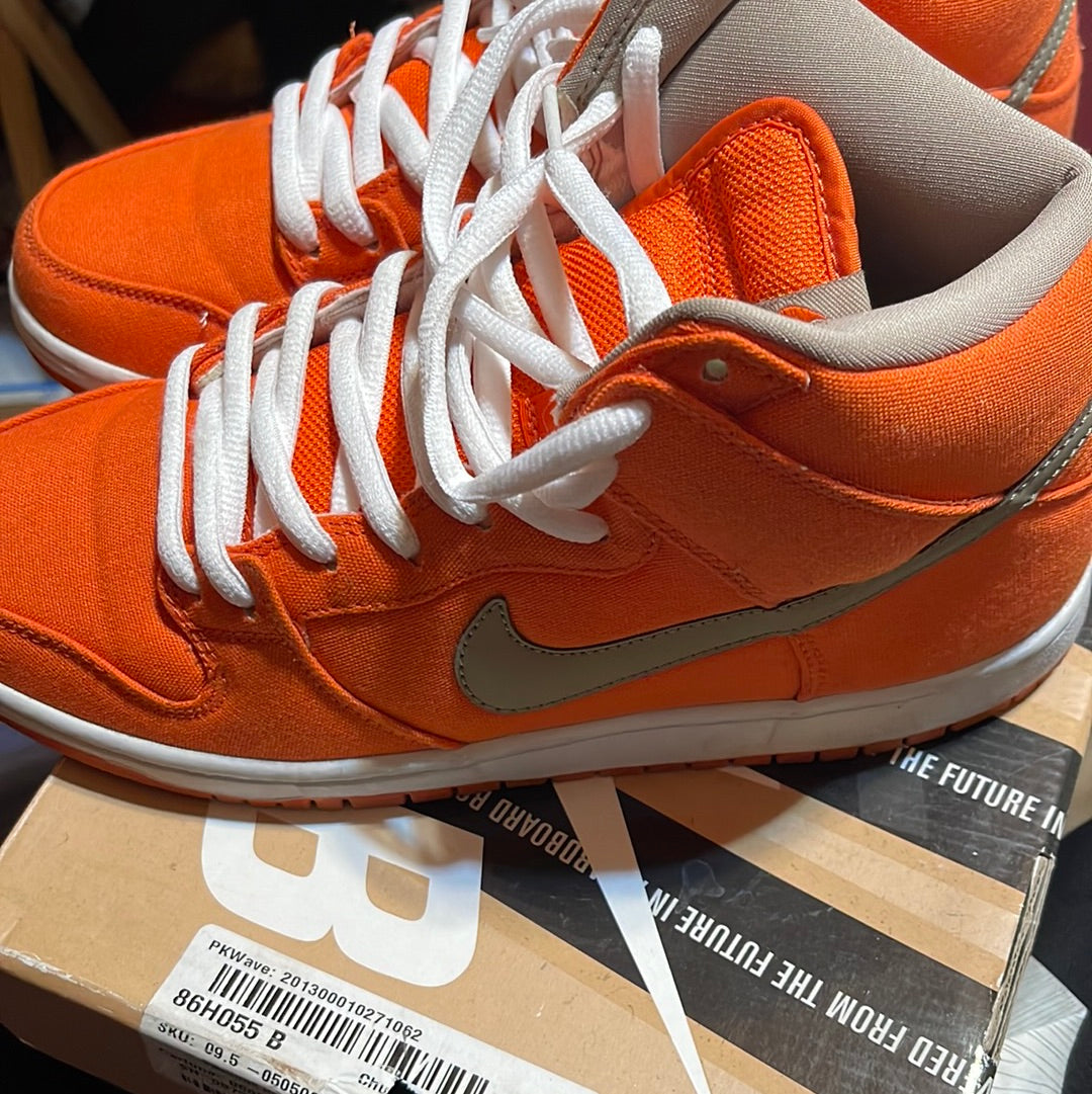 2013 NIKE DUNK HIGH PRO SB URBAN ORANGE BAMBOO WHITE SUPRA SUPREME 305050-801