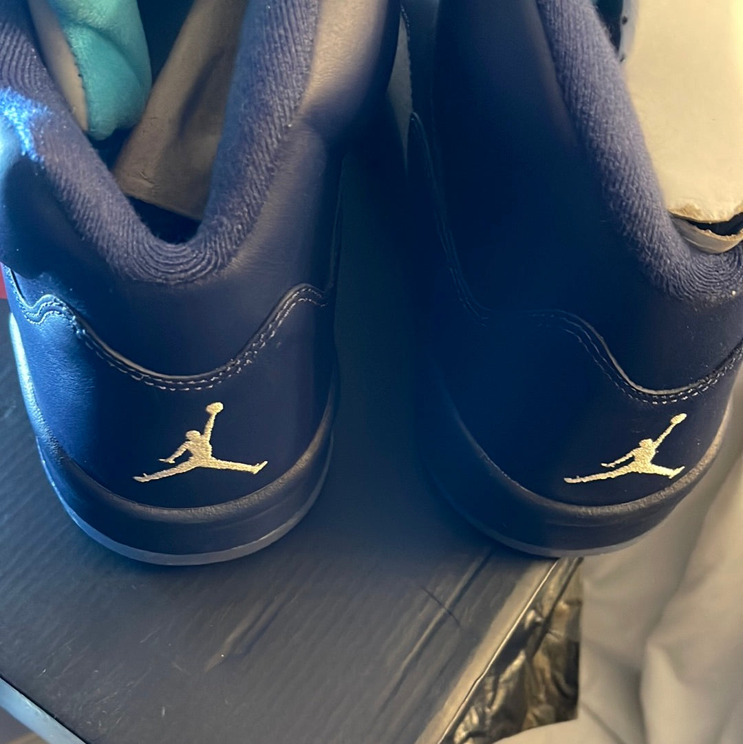 NIKE AIR JORDAN 5 RETRO MIDNIGHT NAVY BLUE-WHITE 136027-405
