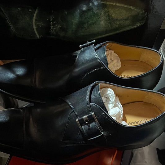Magnanni Strap Men's Leather Shoes Black