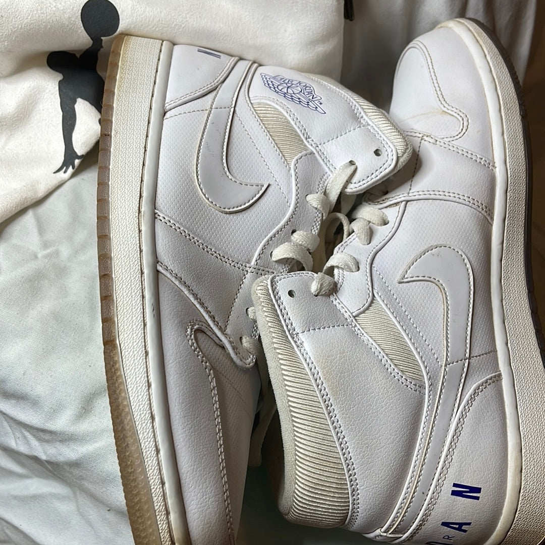 Nike Air Jordan 1 Mid Pure White Concord BQ6578-100