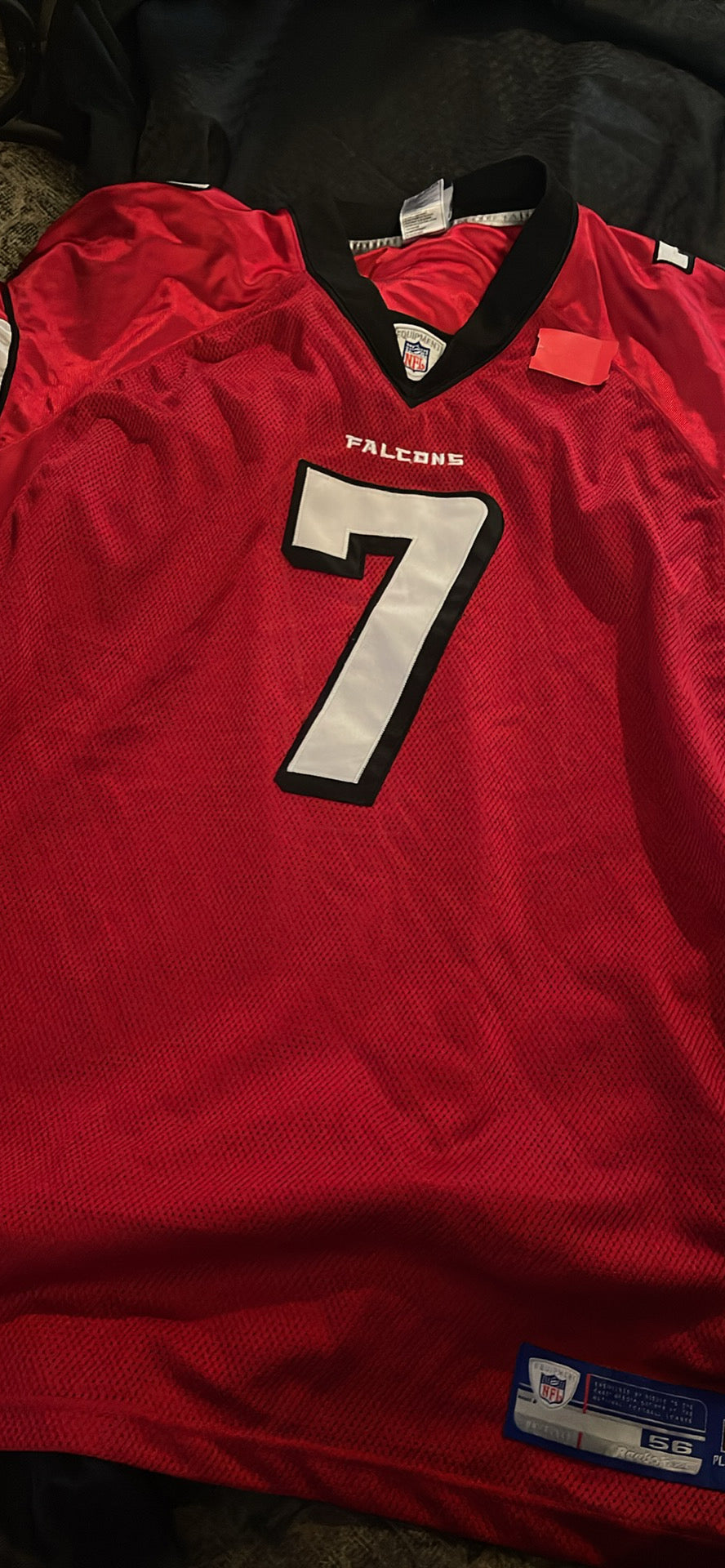 Michael Vick Mens Atlanta Falcons Sewn Logos Red NFL Football Jersey #7