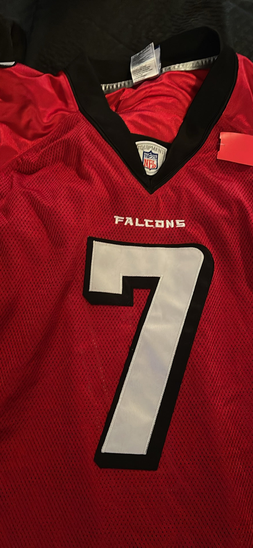 Michael Vick Mens Atlanta Falcons Sewn Logos Red NFL Football Jersey #7