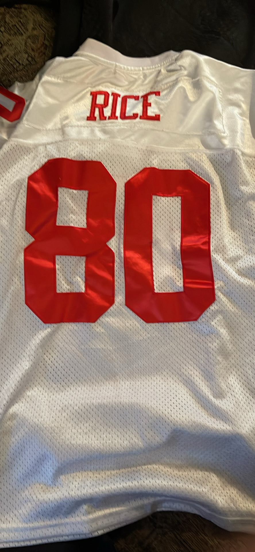 Mitchell Ness San Fran 49ers Jerry Rice #80 Throwback Jersey White Long Sleeve