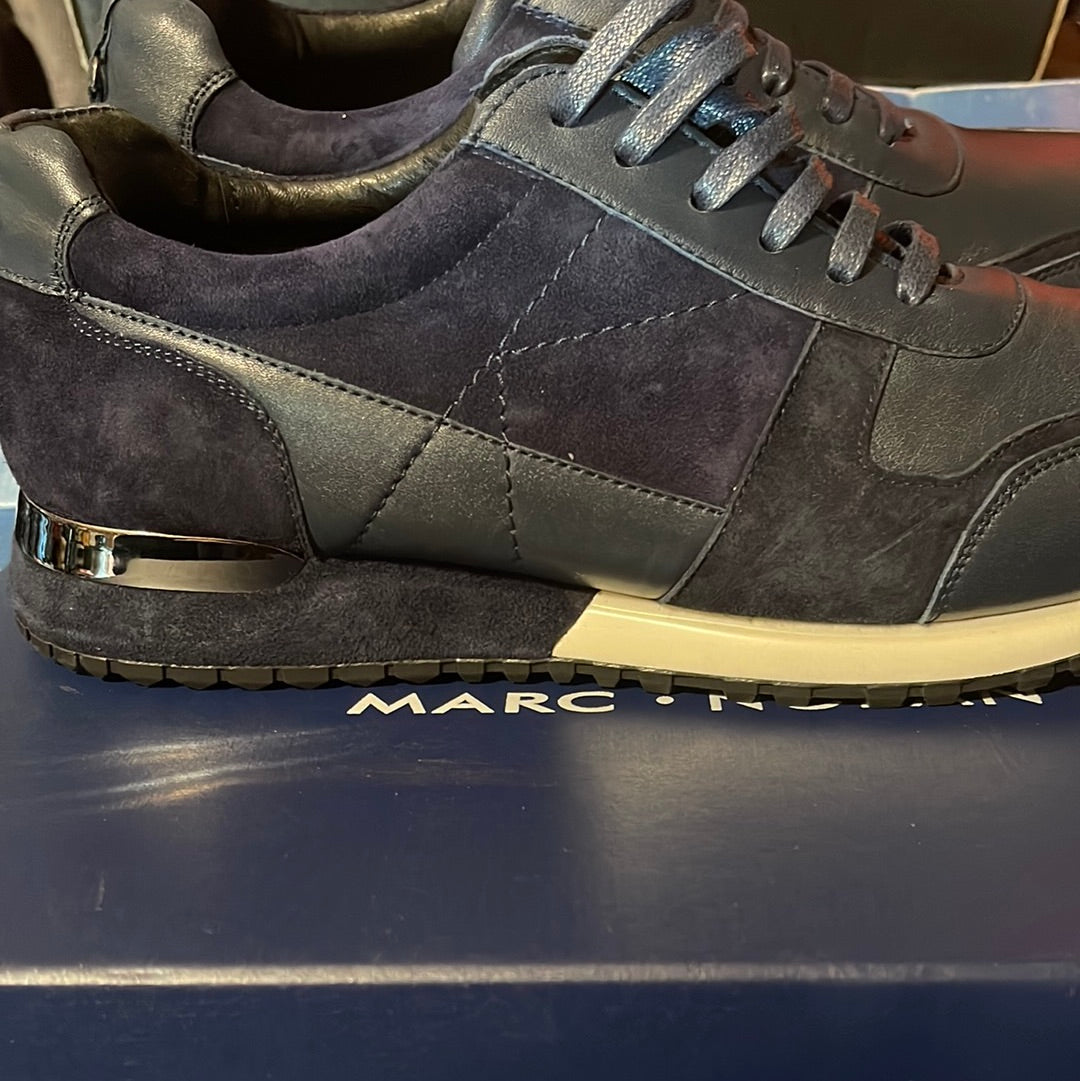 Marc Nolan New Ash Navy Blue Suede Leather Trainers Sneakers