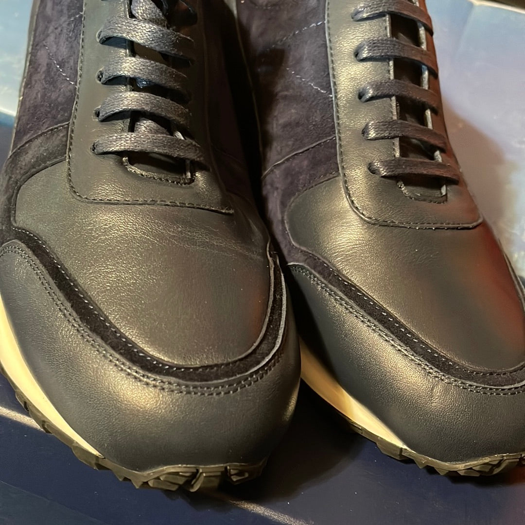 Marc Nolan New Ash Navy Blue Suede Leather Trainers Sneakers