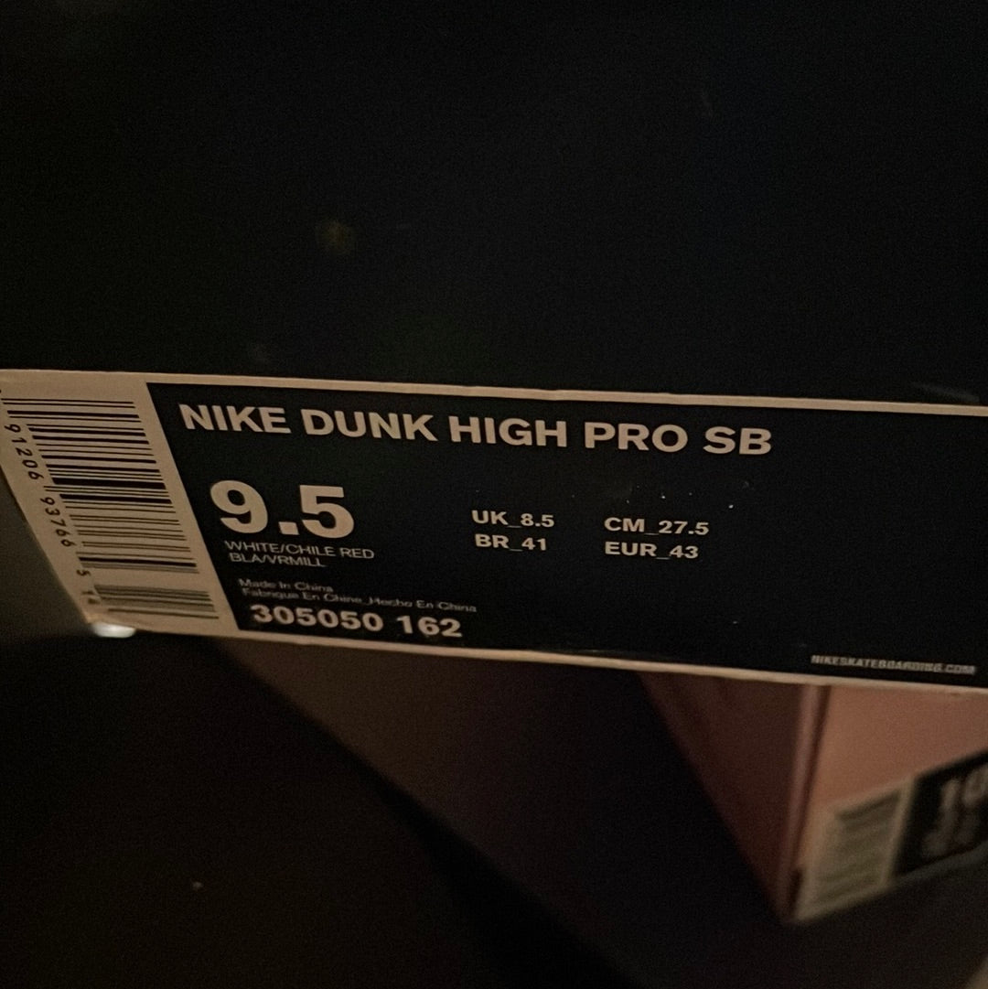 NEW NIKE SB DUNK HIGH PRO MONEY CAT 305050 162 WHITE CHILE RED RARE