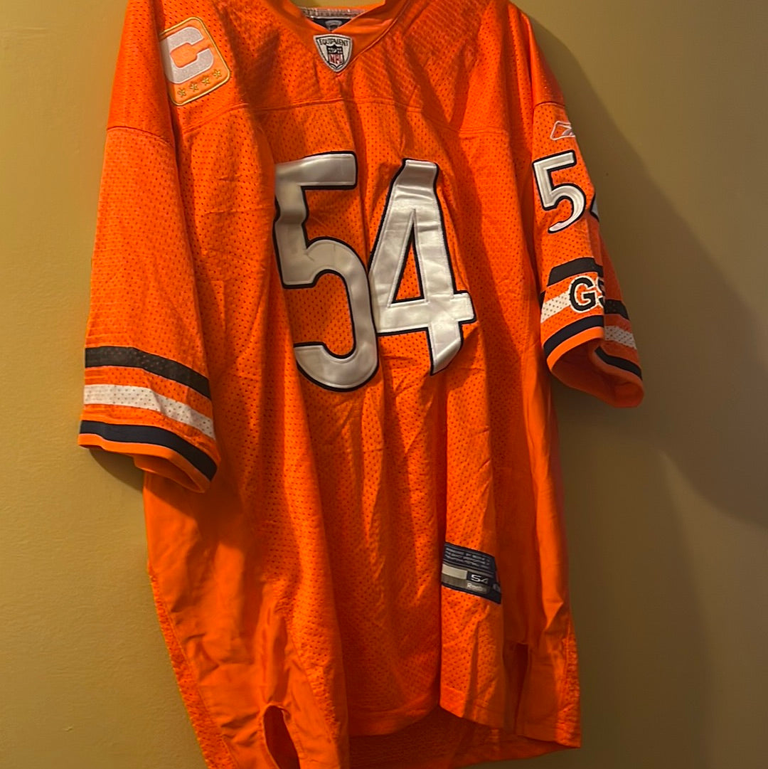 Brian Urlacher Chicago Bears Reebok On Field NFL Football Orange #54 Jersey